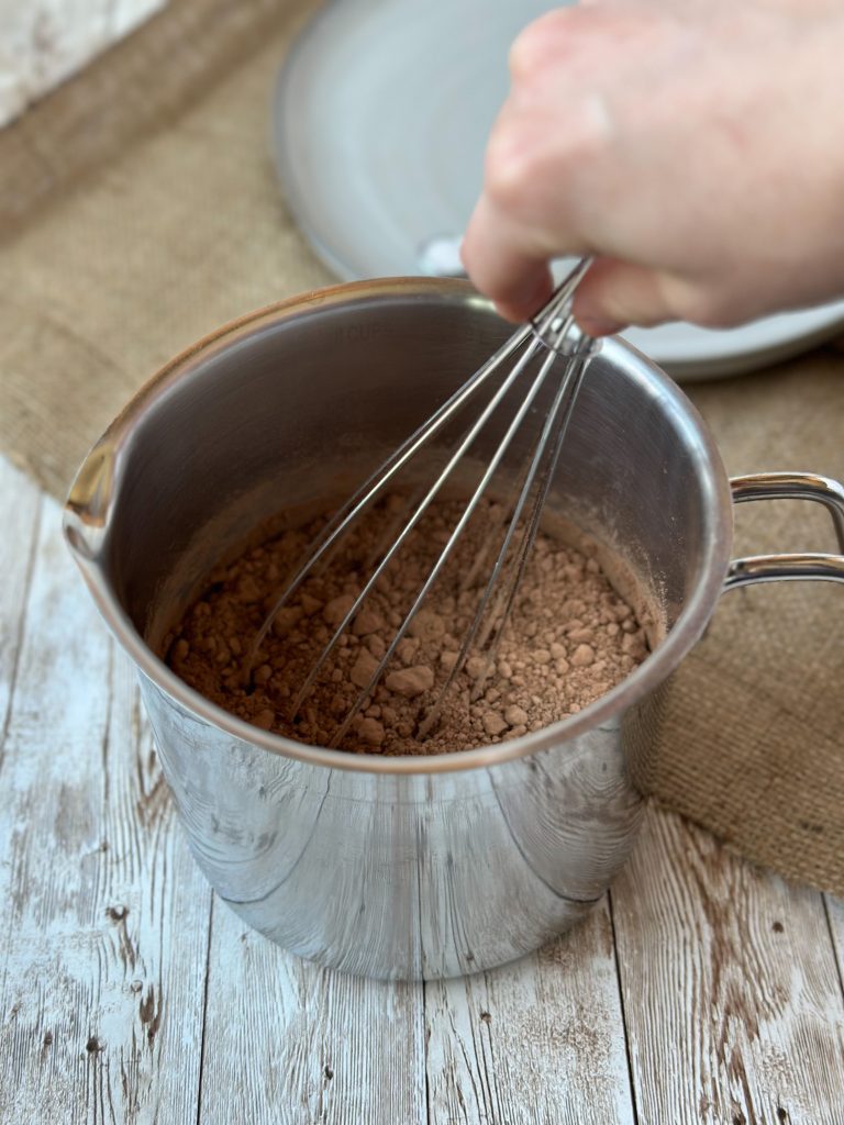 Picture of ingredients for chocolate syrup in pot