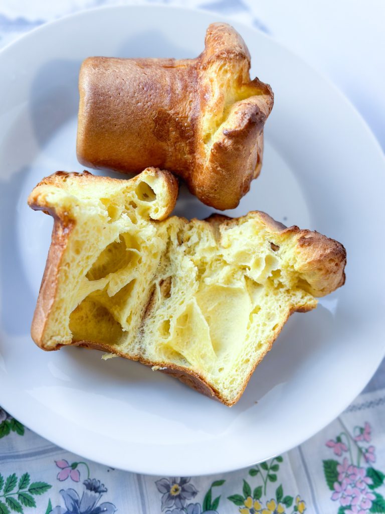 Picture of the inside of sourdough popovers